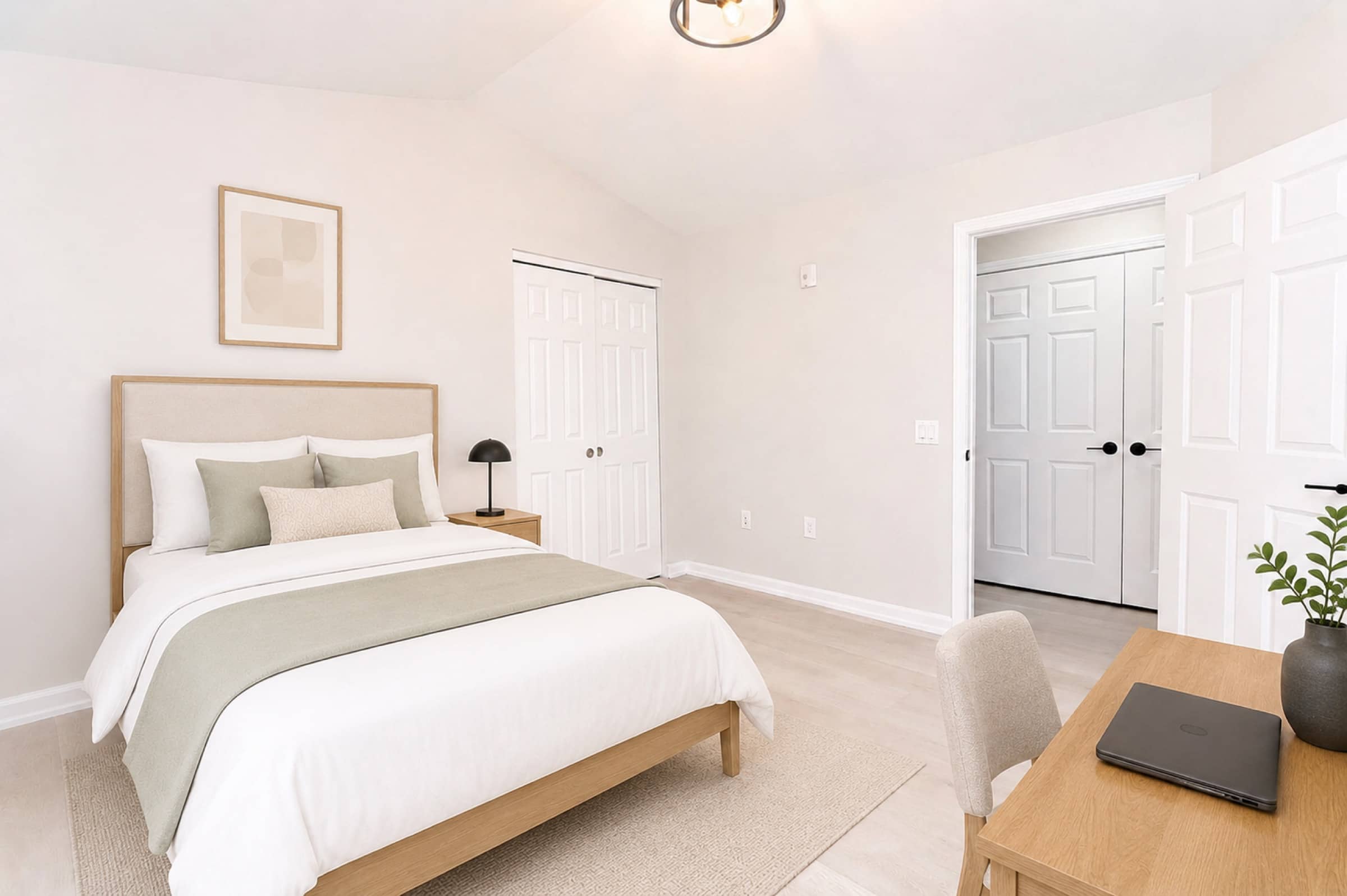 Bedroom with double closets at White Oaks (virtually staged)
